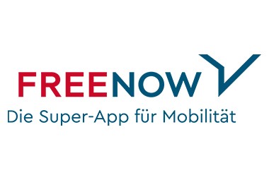 Logo of the mobility platform Free Now, AirPlus partner in transportation services.