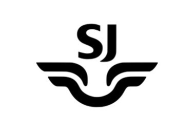 Logo of the Swedish railway operator SJ, AirPlus partner in rail travel solutions.