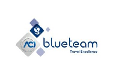Logo of ACI Blueteam, a travel and event service provider in the AirPlus network.