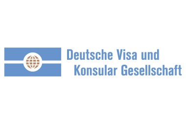DVKG logo, partner in the AirPlus network for visa procurement and consular services.